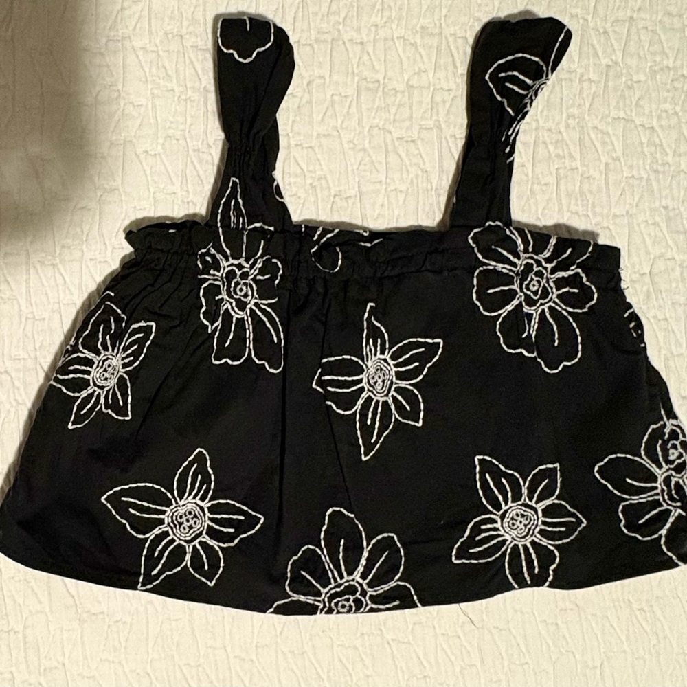Zara Girl’s Black Floral Embroidered Two-Piece Skirt Set Size 8 - Picture 4 of 5